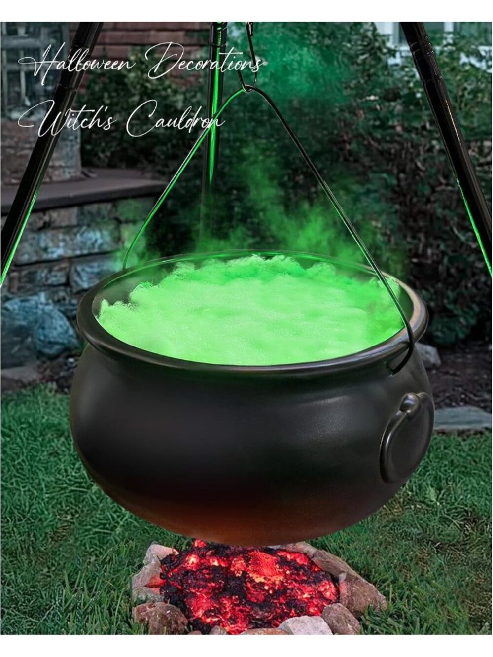 Halloween Decorations Outdoor Large Witches Cauldron on 54" Tripod Hocus Pocus